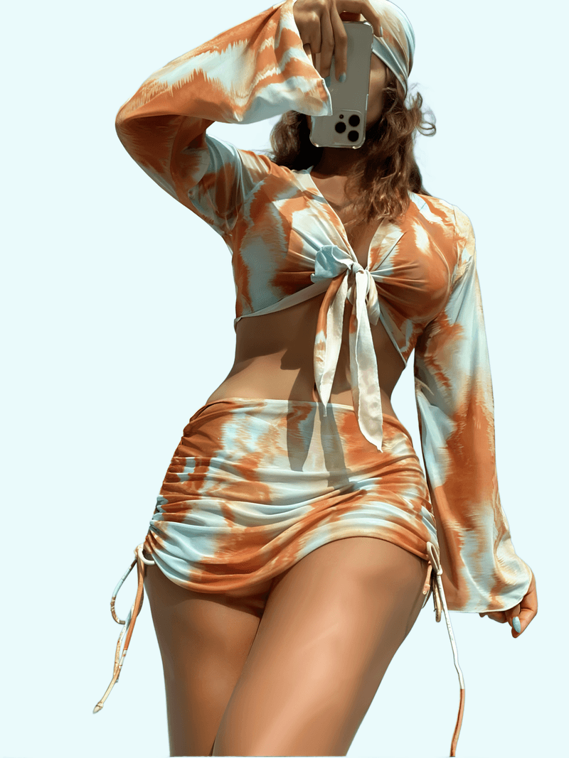 Bikini sexy a cinque pezzi con tie-dye