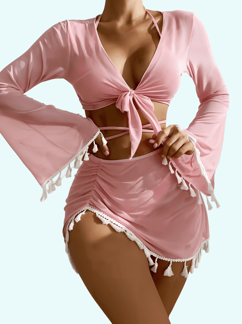 Tuta bikini con nappa