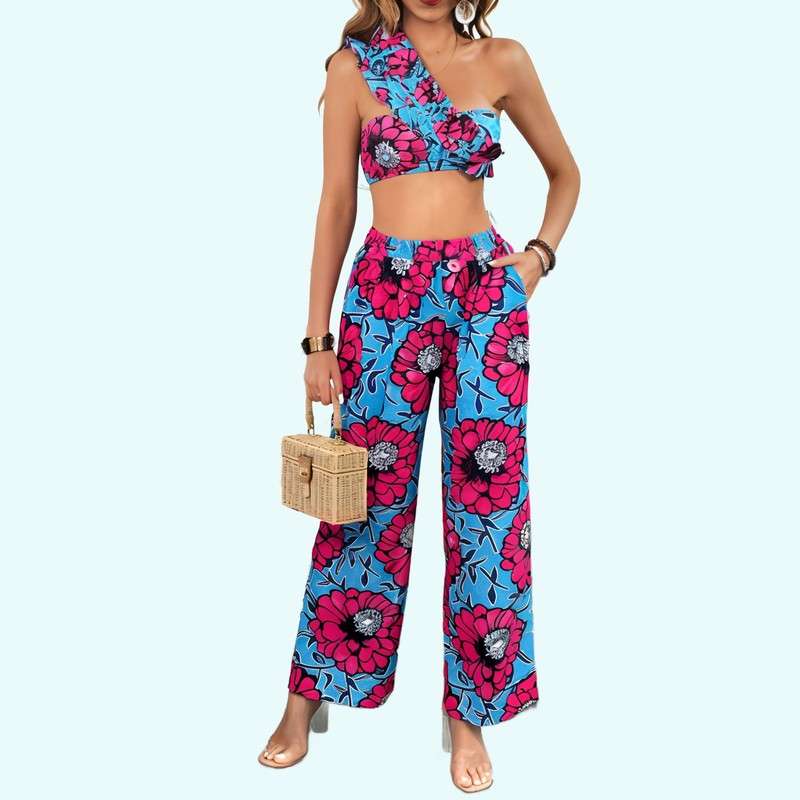 2024 nuovi pantaloni raccolti bikini sexy a vita alta divisa in tre pezzi costume da bagno donna all'ingrosso chiffon