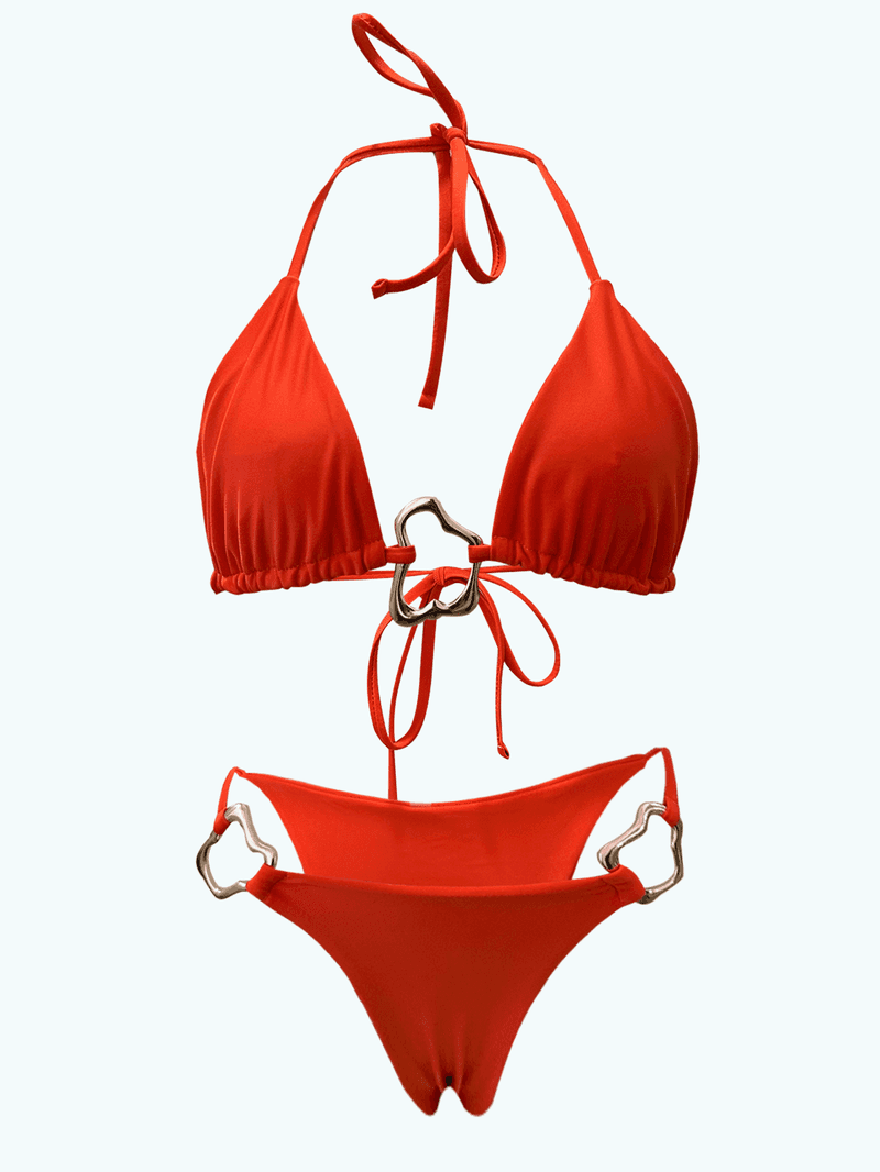 Costume da bagno bikini sexy con cinturino rosso