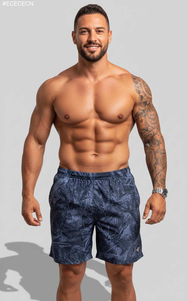 Boardshort ad abbronzatura penetrante da uomo con stampa ombra navy.